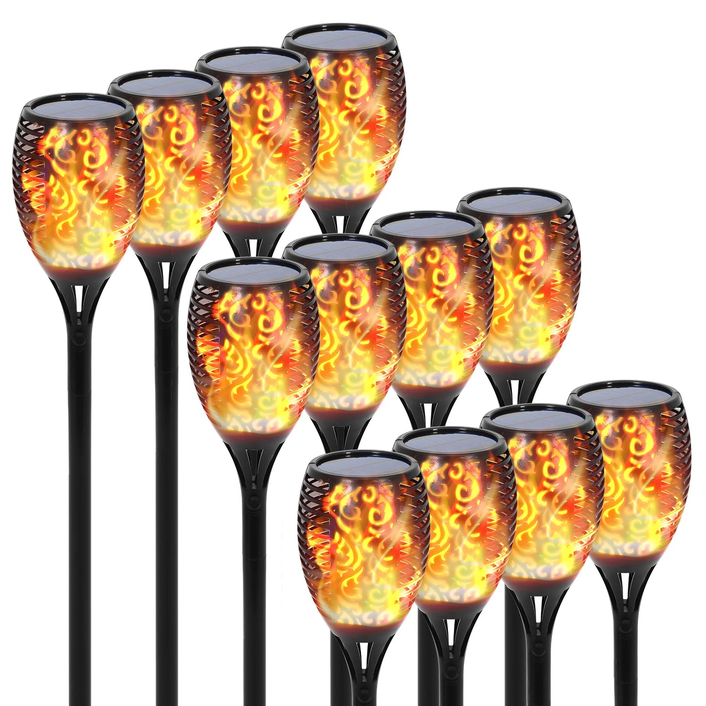4//8/12/16PCS Solar Flame Torch Lights Outdoor 43 inch 96 LED Waterproof Light Flickering