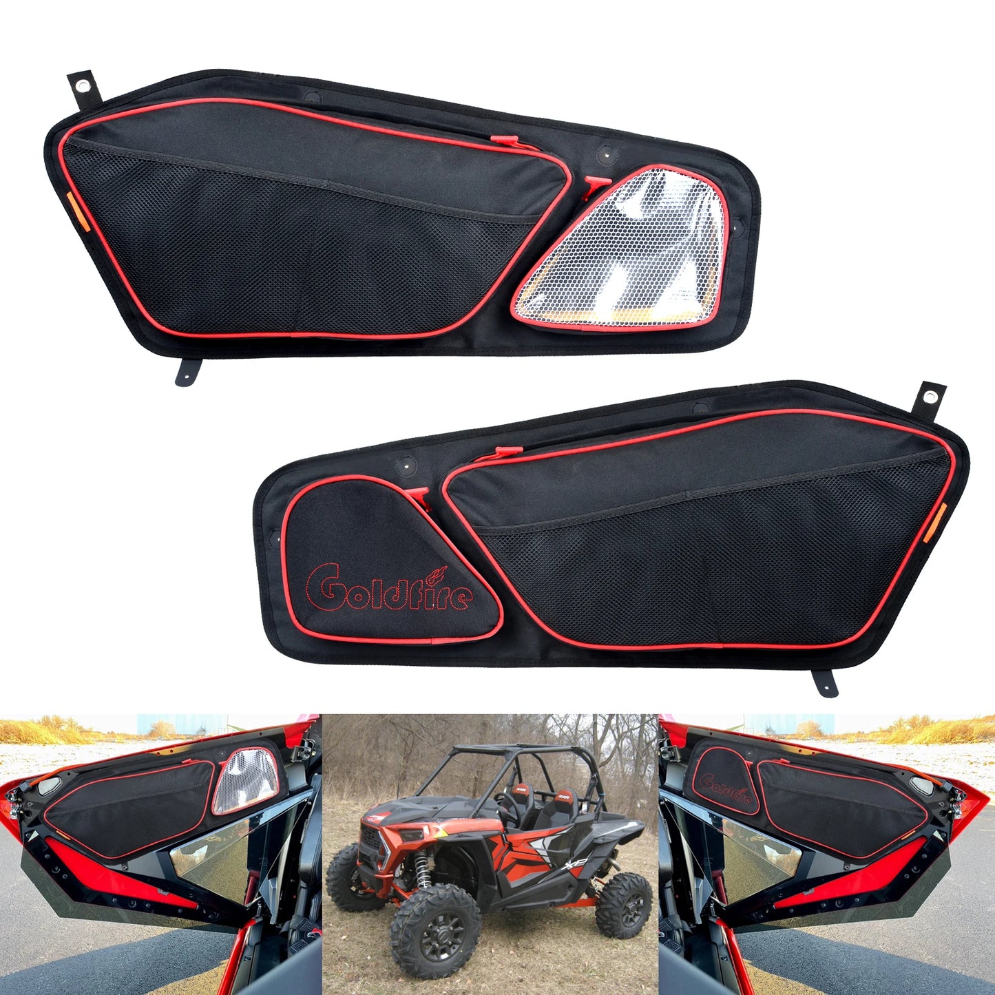 One Pair Front Door Storage Bags Waterproof with Removable Knee Pad for Polaris RZR PRO XP 2020 2021 2022 2023 UTV Accessories