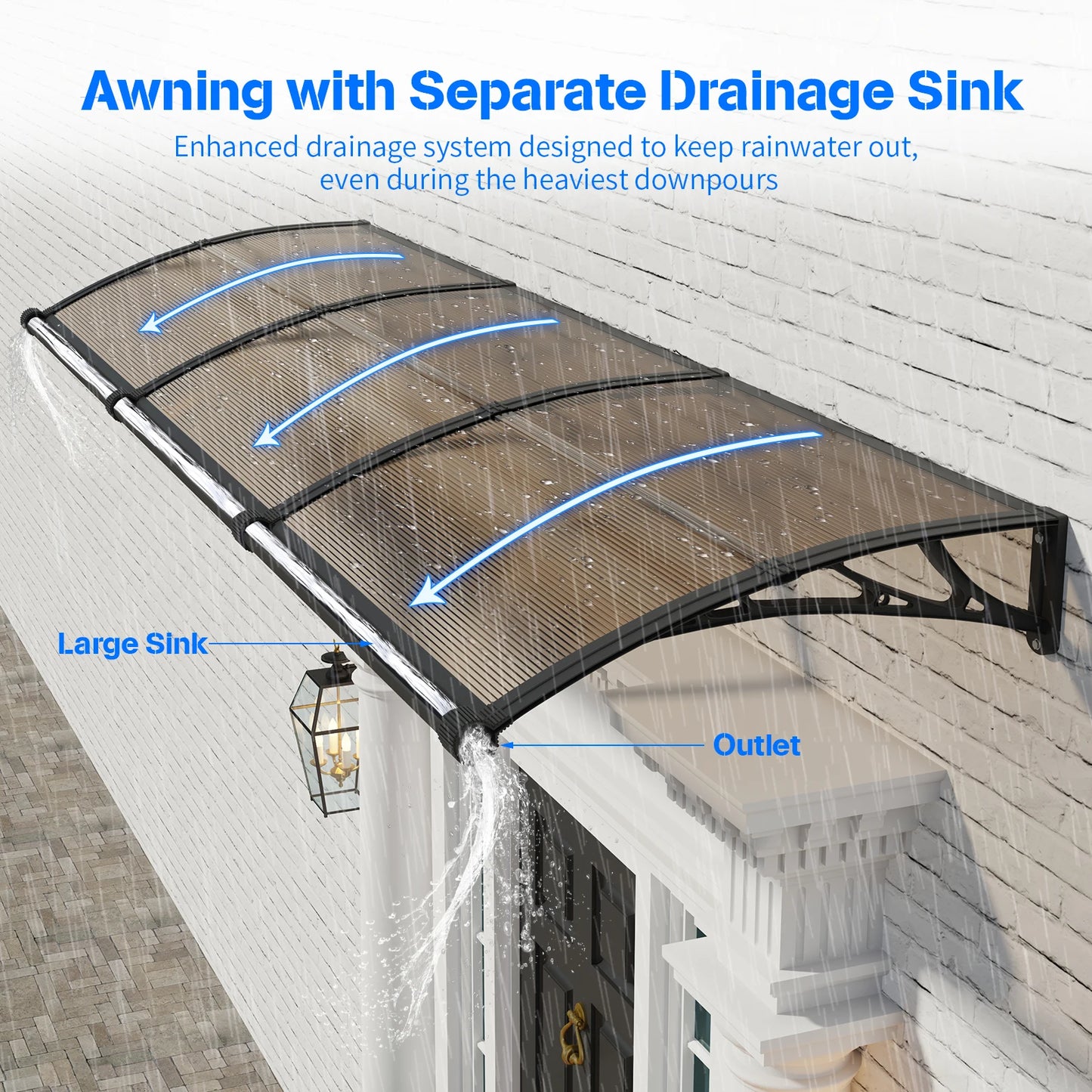 Large Awning for Door Entrance Window Awnings Door Canopy Sun Shade Cover Patio Rain Snow Cover