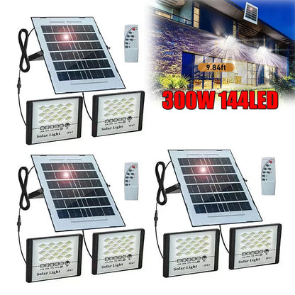 300W LED Solar Street Lights Outdoor Flood Lamps Waterproof Spotlight Lighting Dusk To Dawn