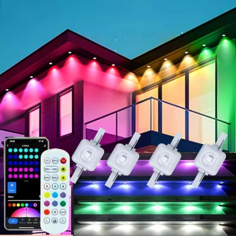 Smart Permanent Outdoor Lights Eaves Lights  Waterproof Light String with  Remote control
