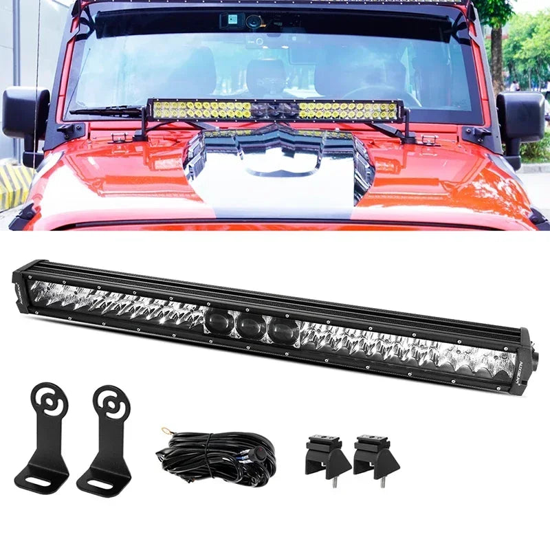 AUXBEAM 12-32 inch LED Work Light Bar with Wire Harness kit 270W 33000lm High Brightness for SUV ATV UTV Trucks 5D-PRO Series