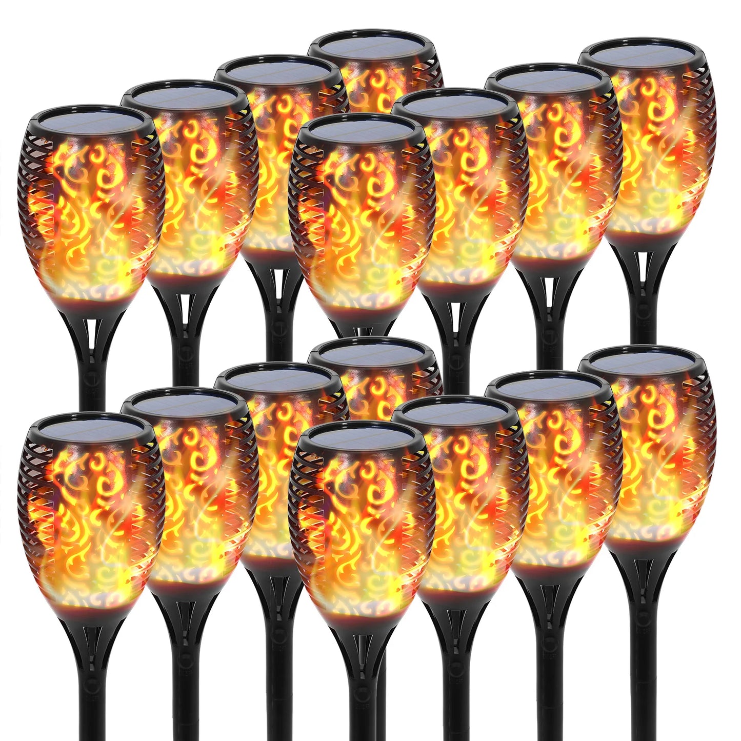 4//8/12/16PCS Solar Flame Torch Lights Outdoor 43 inch 96 LED Waterproof Light Flickering