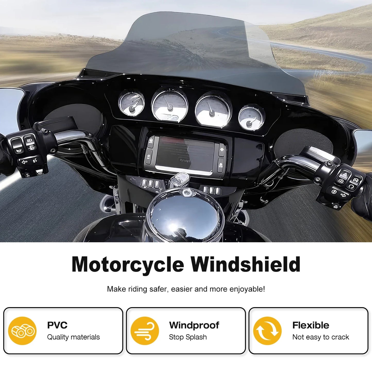 Black/Smoke4'' 6"8'' Windshield For Harley Electra Street Glide Touring1996-2013