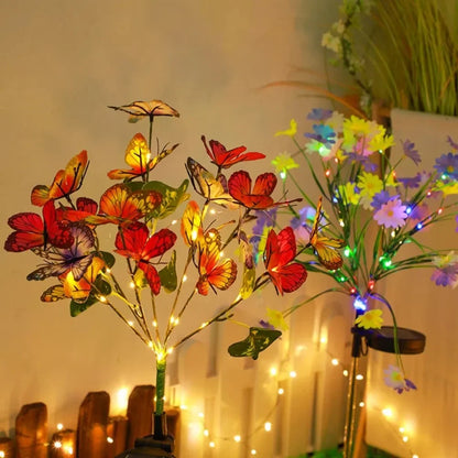 Warm White/colorful Solar Butterfly Flower Lawn Lamp