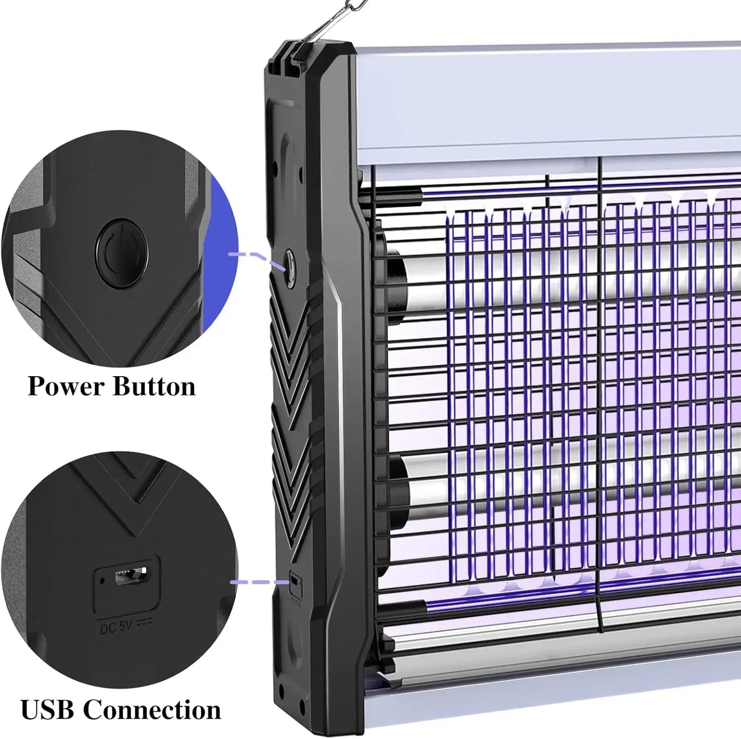 3200V Mosquito Zapper Killer Indoor Insect Killer with Hanging Chain Removable Collection Tray Bug Zapper