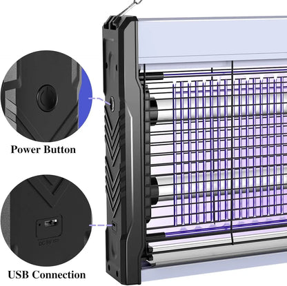 3200V Mosquito Zapper Killer Indoor Insect Killer with Hanging Chain Removable Collection Tray Bug Zapper