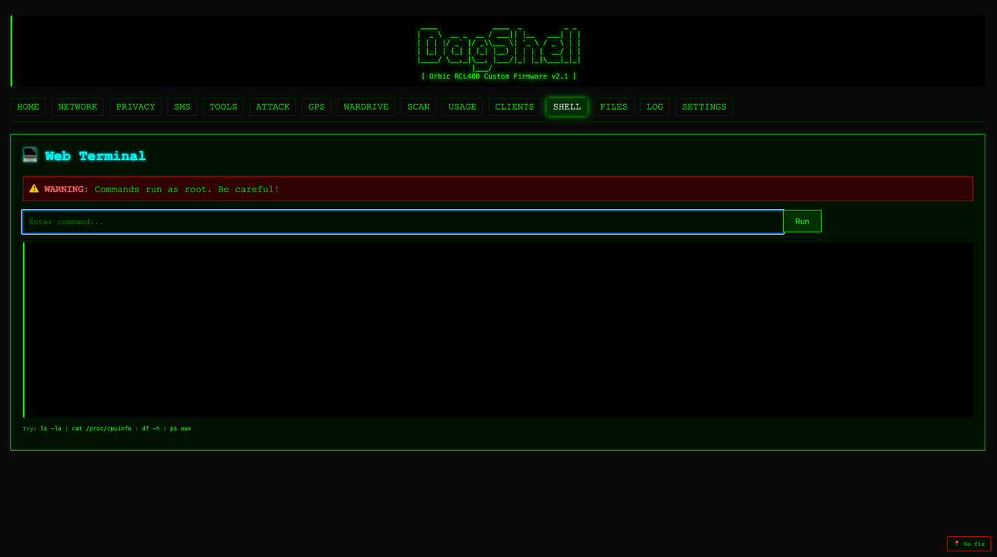Orbic RCL400 LTE Hotspot with RayHunter + DagShell Installed - Privacy, IMSI Catcher Detection & Network Research Tool