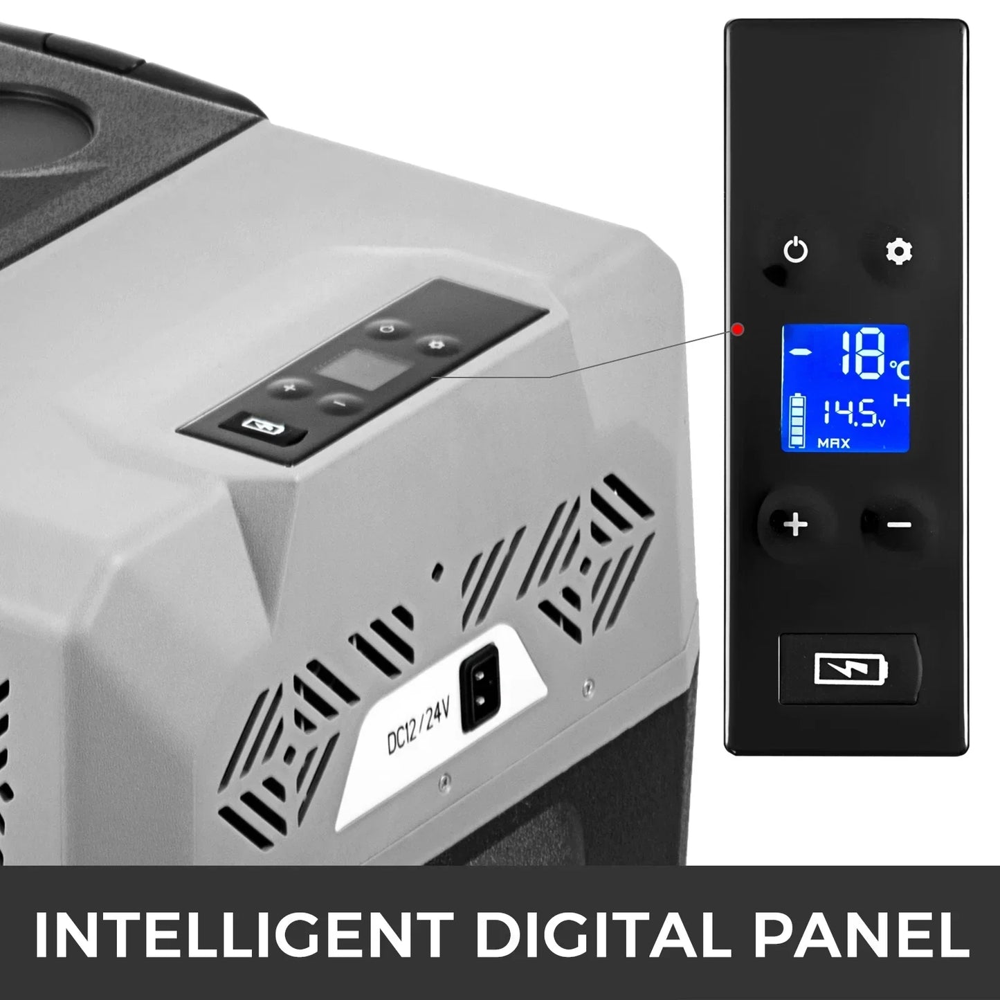 Car Refrigerator, 12V Car Fridge, -4℉-50℉ Adjustable Range,12/24V DC and 100-240V AC Compressor Cooler for Outdoor