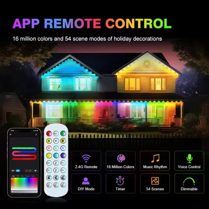 Smart Permanent Outdoor Lights Eaves Lights  Waterproof Light String with  Remote control