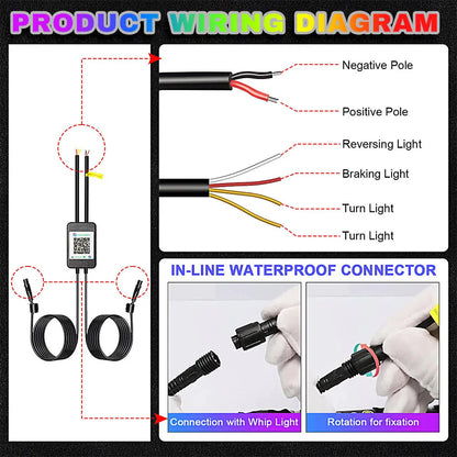 1FT LED Whip Lights APP Remote Control  UTV ATV OFF ROAD vehicles