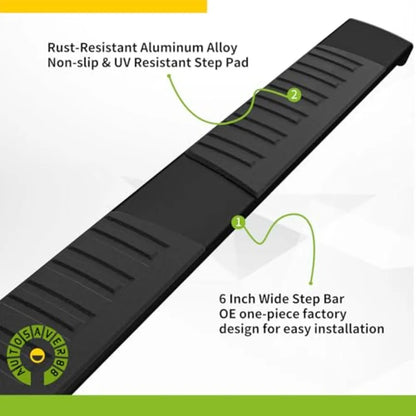 Running Boards for Tacoma 2005-2023 Double/Crew Cab Textured Black Carbon Steel Side Step Rails Tube Nerf Bar