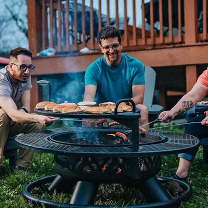 47" Outdoor Fire Pit with Adjustable Grill, 2-in-1