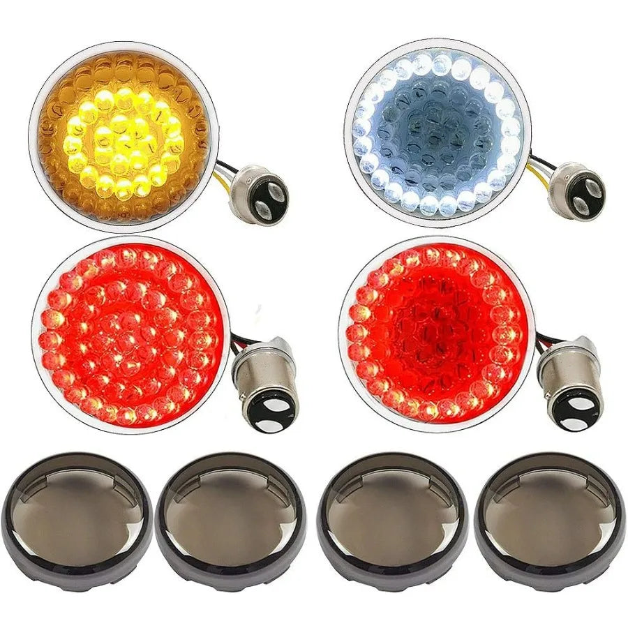 1157 Front Rear LED Turn Signal, 2 Inch Bullet Running Light for Harley Street Glide, Dyna, sportster