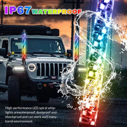 1FT LED Whip Lights APP Remote Control  UTV ATV OFF ROAD vehicles