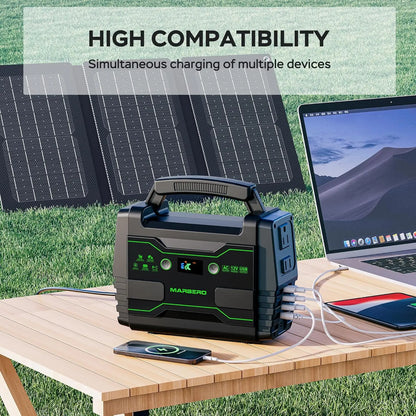 155Wh Solar Generator with 30W Panel, 2 AC Outlets, QC3.0 USB - Portable Power Station