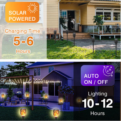 4//8/12/16PCS Solar Flame Torch Lights Outdoor 43 inch 96 LED Waterproof Light Flickering
