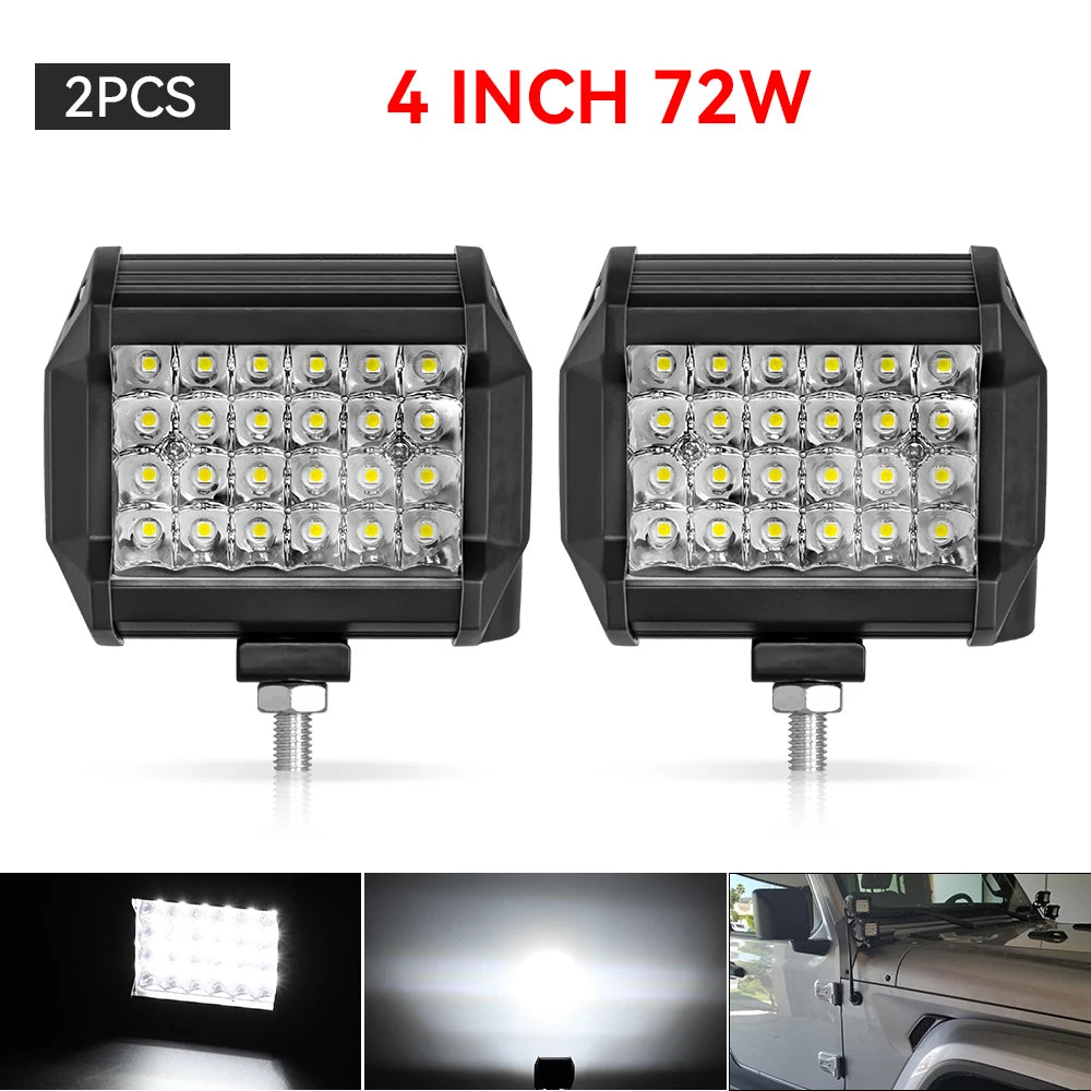 7 Inch Square Spot Pods High/Low Beam waterproof 4inch Led Work Driving Lamp For Off Road SUV UTV ATV Fog LED