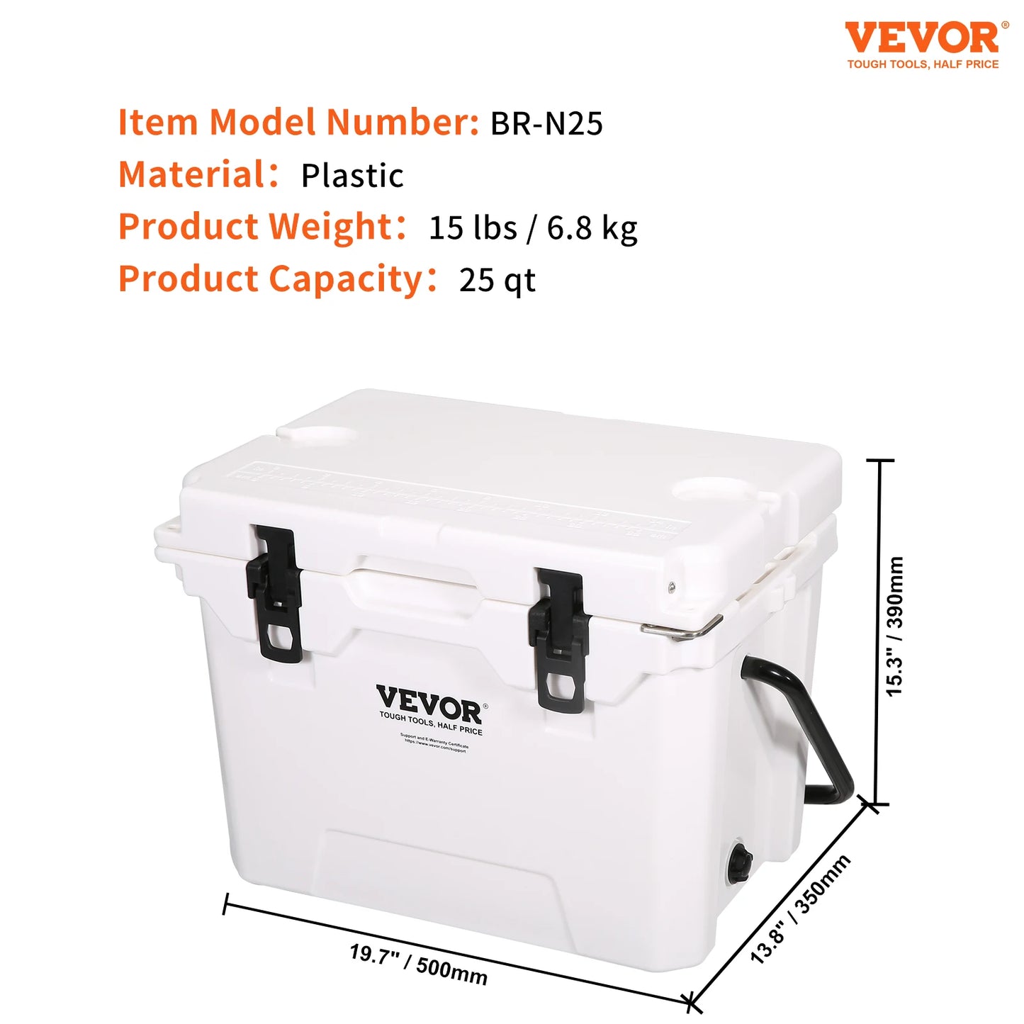 25/33/45/52QT Portable Hard Cooler Fully Insulated Ice Chest Cooling Box Goods Basket