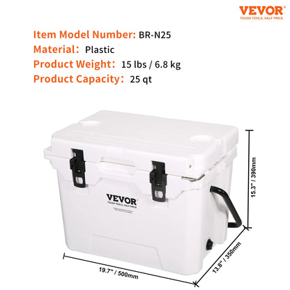 25/33/45/52QT Portable Hard Cooler Fully Insulated Ice Chest Cooling Box Goods Basket