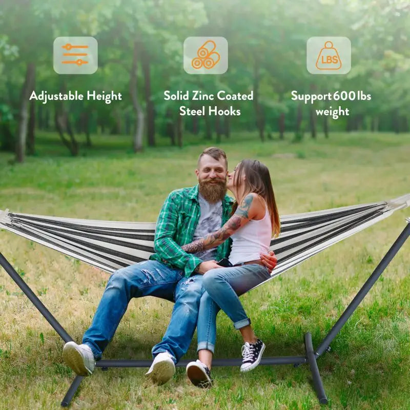 Hammock with Adjustable Stand Hammock with Storage Bag, 600lb Capacity