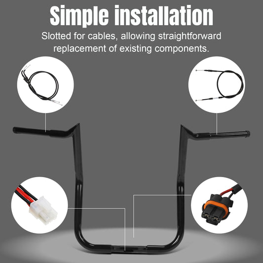 16inch Ape Hanger Handle Bars Compatible for Harley (No Heated Grip Wires)