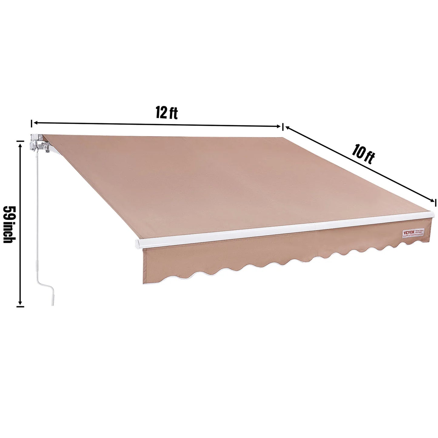 Manual Retractable Outdoor Awning Sun Shade Water-Resistant Polyester