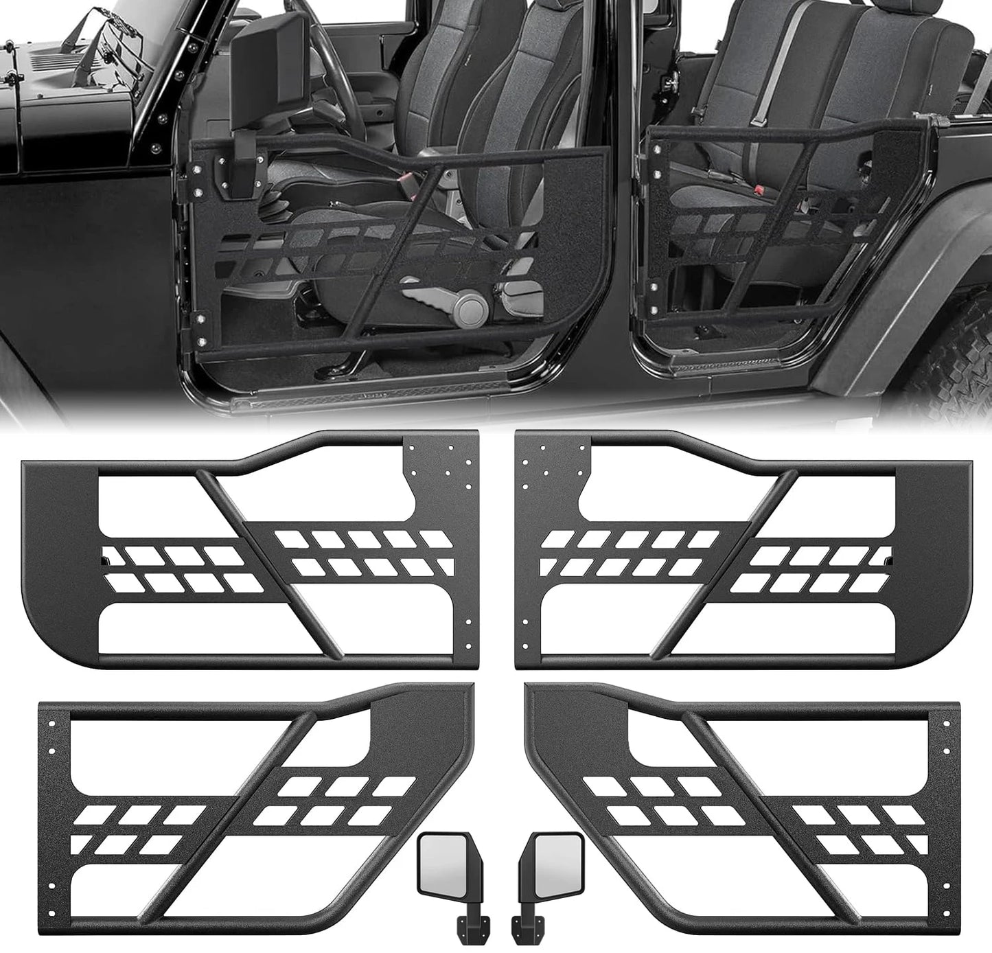 Off-Road Tubular Trail Doors Wrangler JK 2007-2018 4-Door, Front & Rear