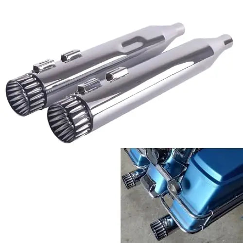 Chrome 4 Inch Slip-On Exhaust Mufflers For Harley Touring Models 2009 To 2016