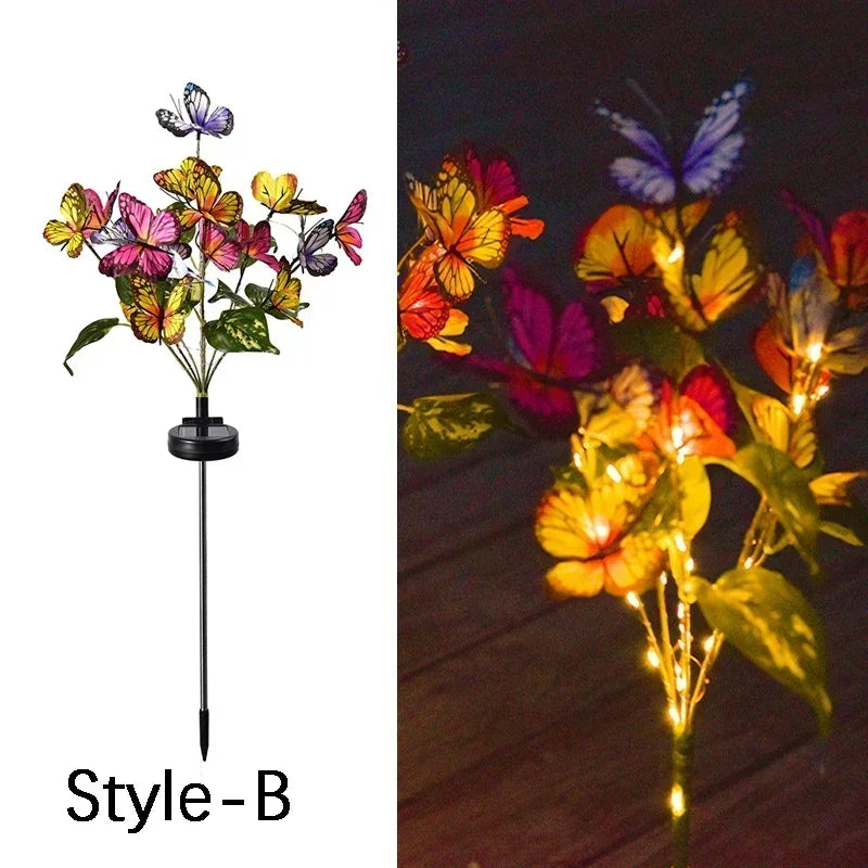 Warm White/colorful Solar Butterfly Flower Lawn Lamp