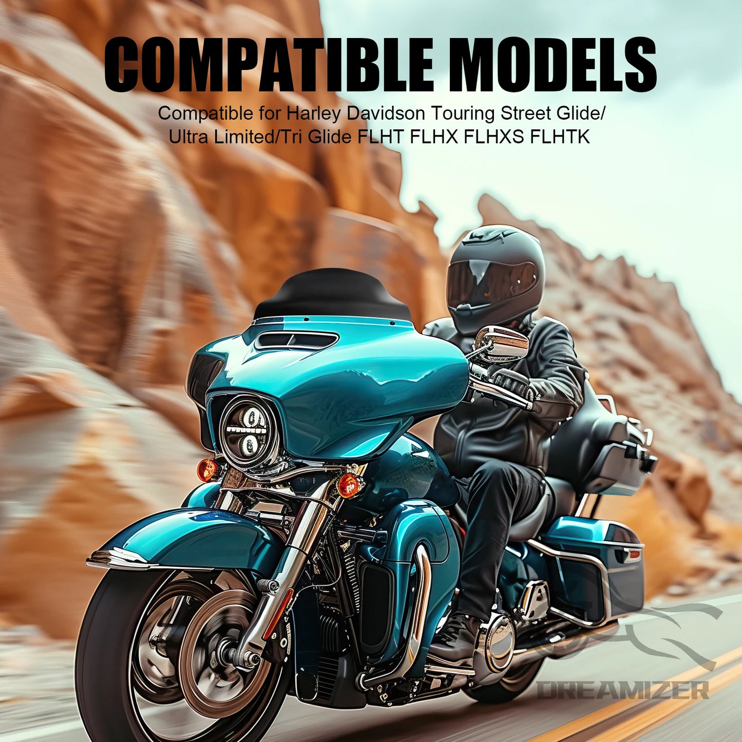 9" Motorcycle Windshield Wind Deflector For Harley Electra Glide Street Glide Ultra Limited FLHT FLHTP 2014-Up