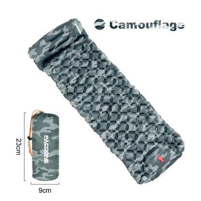 Outdoor Sleeping Pad Camping Inflatable Mattress Built-in Pump  With Headrest