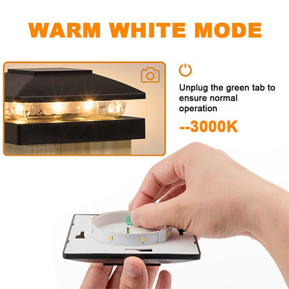 6PCS 4x4 Solar Post Cap Light - Solar Powered Warm White Fence Lights for Wooden/Vinyl Posts Outdoor Lighting for Garden & Porch