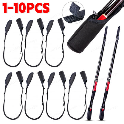 1-10PCS Fishing Rod Adjustable Fishing Rod Sleeves Cover Strap