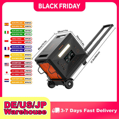 Portable Power Station Large Capacity Solar Generator with Cart Fast Charging Emergency Power for Backup