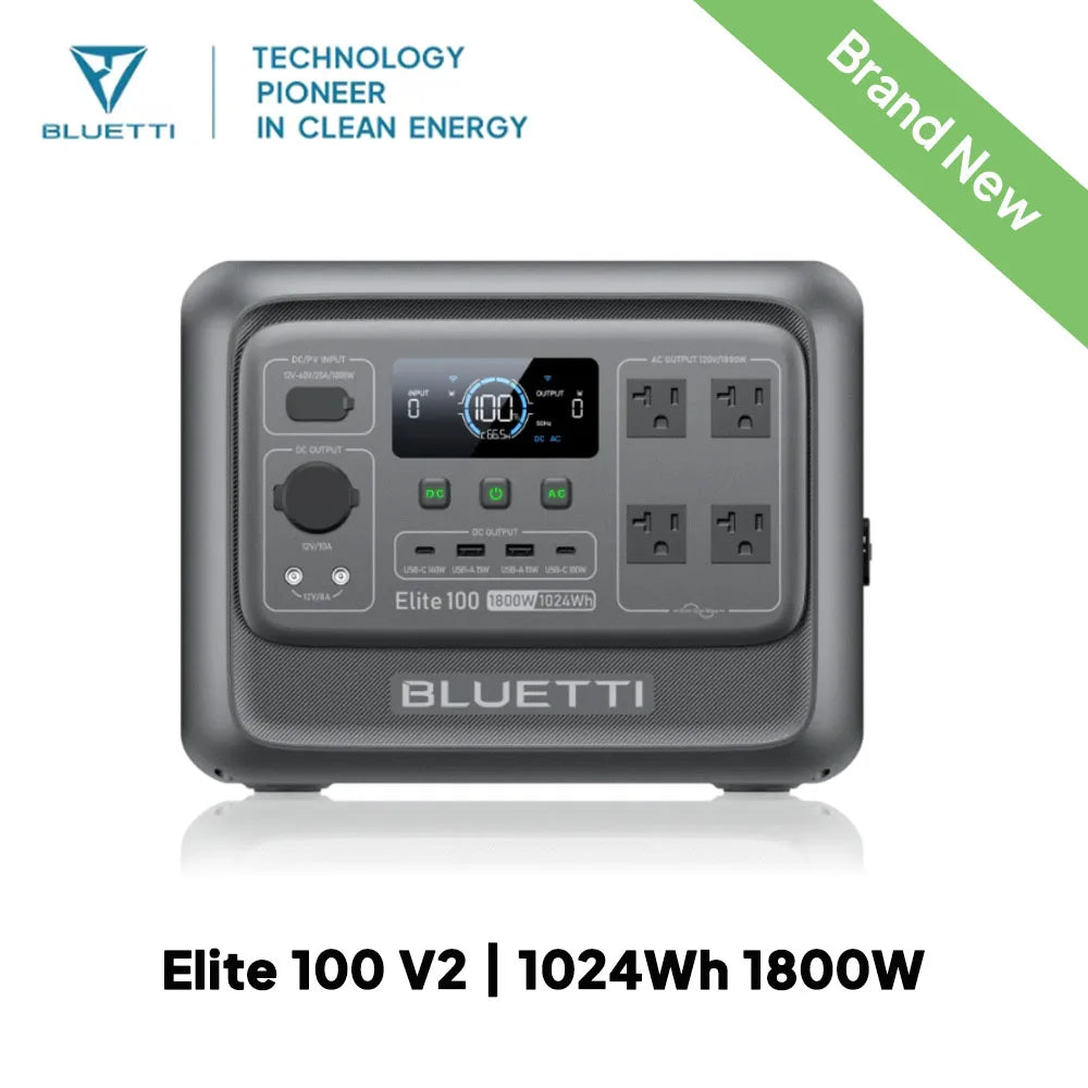 Elite 100 V2 Portable Power Station 1800W 1024Wh with Multiple Outputs for Outdoors & Emergency Use