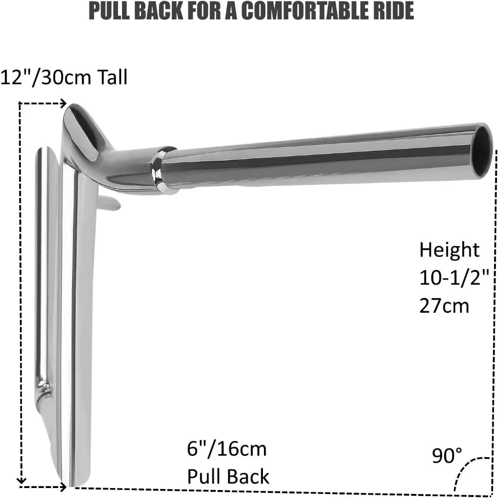 12" Rise 1.25" Chrome Ape Hanger Handlebar for Harley Sportster 883 1200 XL Softail FLST FXST Dyna, Road King 1994-2024