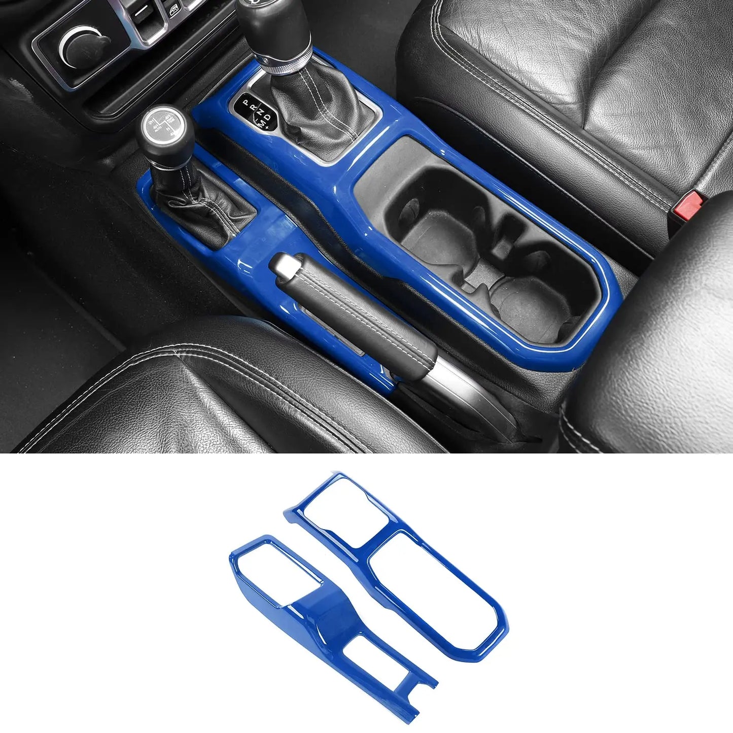 Red Glossy Center Console Trim Kit For Gear Shift And Cup Holder Area Compatible With Jeep JL JLU Gladiator JT 2018–2024