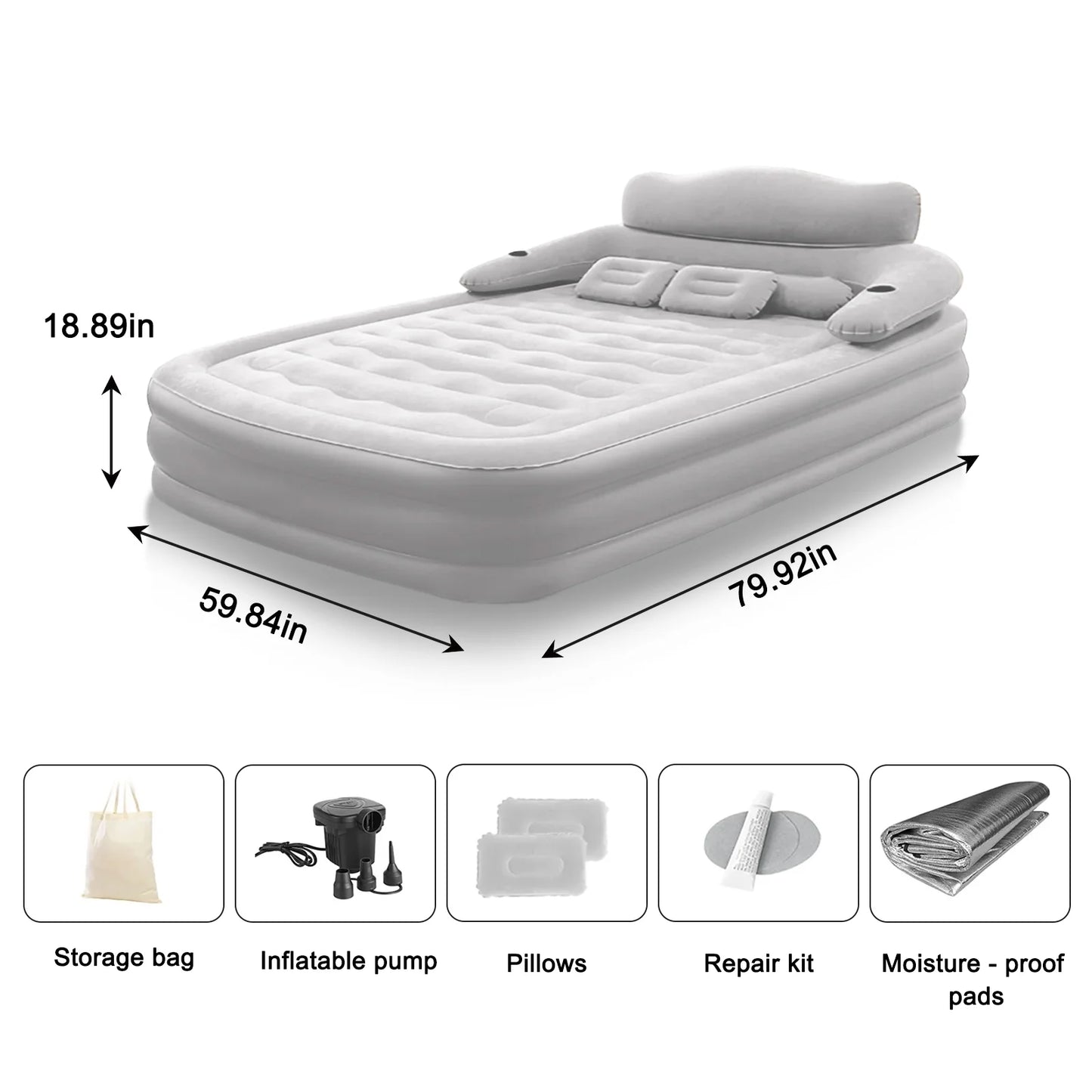 2 Person Built-In Pump Camping Mattress PVC Automatic Inflatable