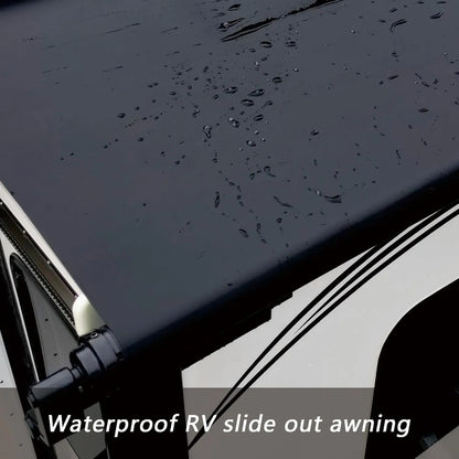 RV Slide Out Awning Kit, Black, 7'3'' - Complete Protection for Campers and Motorhomes