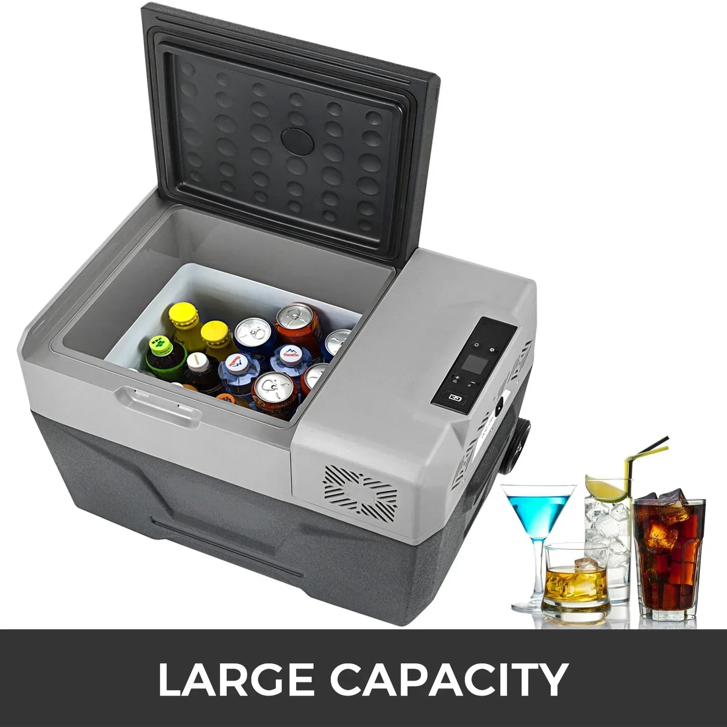Car Refrigerator, 12V Car Fridge, -4℉-50℉ Adjustable Range,12/24V DC and 100-240V AC Compressor Cooler for Outdoor
