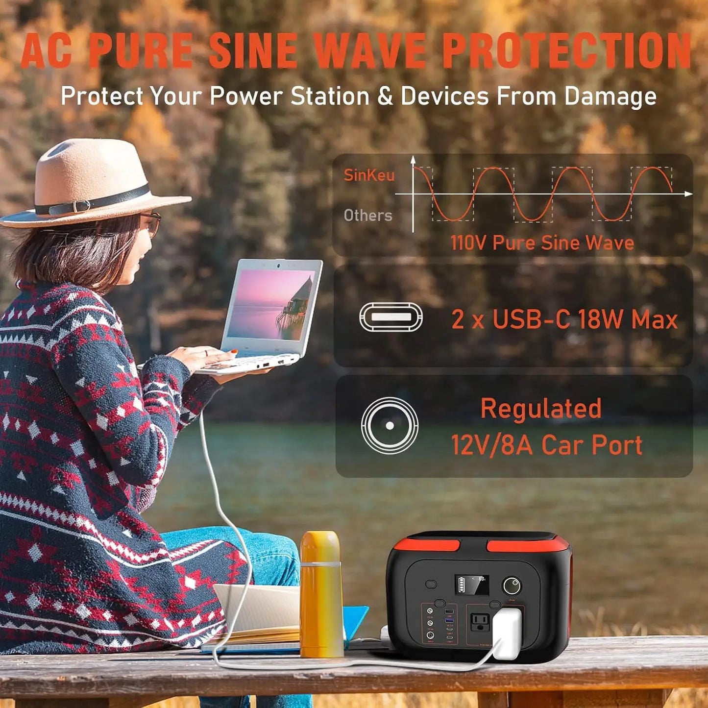 Portable Power Station 600W 296Wh/AC Outlet Solar Generator