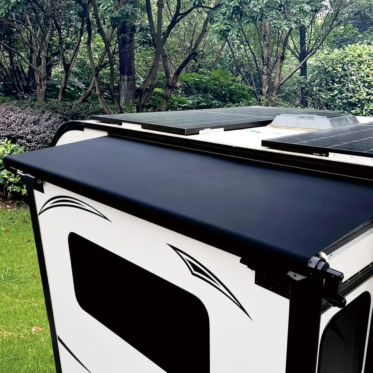 RV Slide Out Awning Kit, Black, 7'3'' - Complete Protection for Campers and Motorhomes