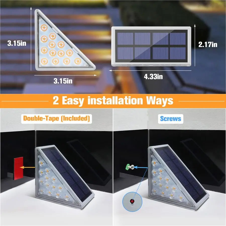 Outdoor Stair Lights 12 Pack, Solar Step Lights Waterproof