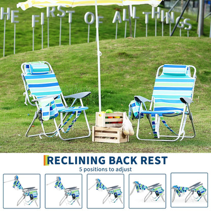 2 Pack  Folding Camping Chair With Cooler Pouch Cup Holder