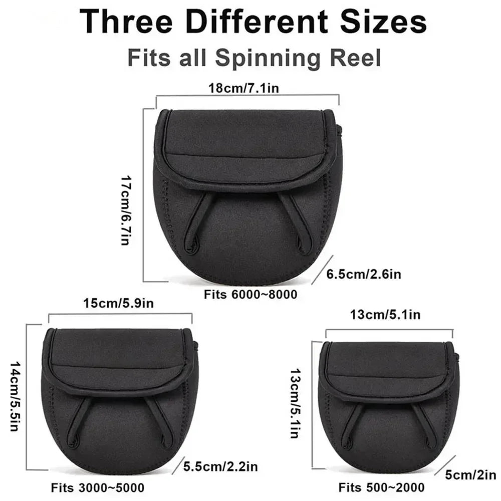 S/M/L Spinning Fishing Reel Cover Neoprene Protective Waterproof Reel Bag