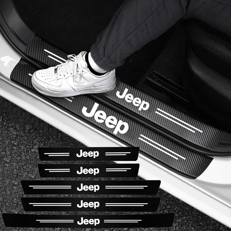 High-quality Carbon Fiber Car Door Sill Protector Sticker For Jeep