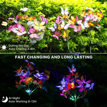 Warm White/colorful Solar Butterfly Flower Lawn Lamp