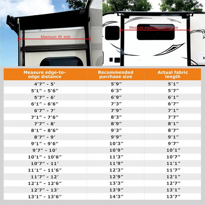 RV Slide Out Awning Kit, Black, 7'3'' - Complete Protection for Campers and Motorhomes