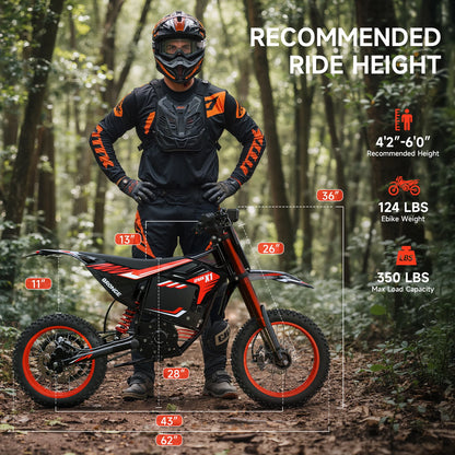 Spark Electric Dirt Bike for Teens Adults 4500W Peak Electric Motorcycle 60V 28.8Ah E-Dirt Bike 60 Mile Range E-Bike